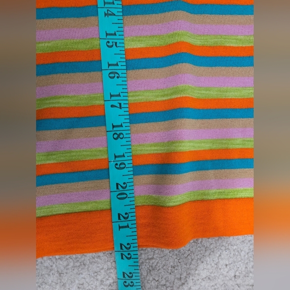 LIVIA VANEZETTI ITALY Wool/ Cashmere/Silk Orange Short Sleeve Top,Striped Back.M - Picture 12 of 12